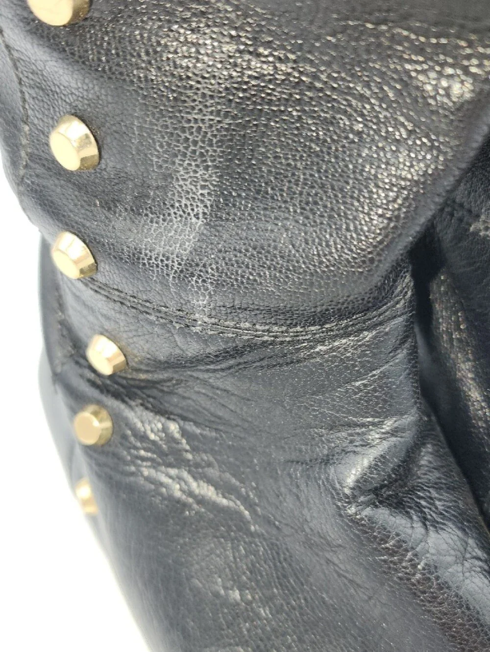 Michael Kors Black Leather Over-the-Knee Boots with Gold Studs